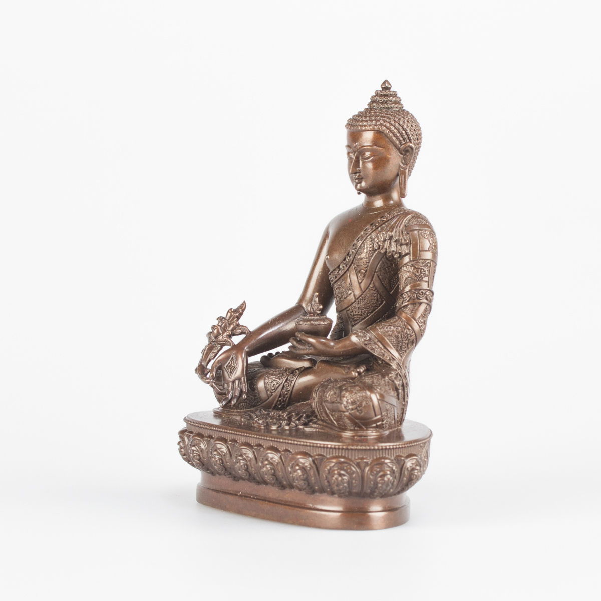 Statue of Medicine Buddha aka Menla ("the Healer God") or Bhaisajyaguru, small size — 10.5 cm, fine carving, Small