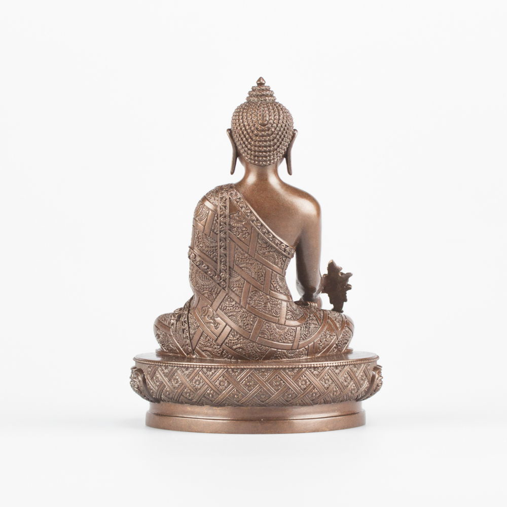 Statue of Medicine Buddha aka Menla ("the Healer God") or Bhaisajyaguru, small size — 10.5 cm, fine carving, Small