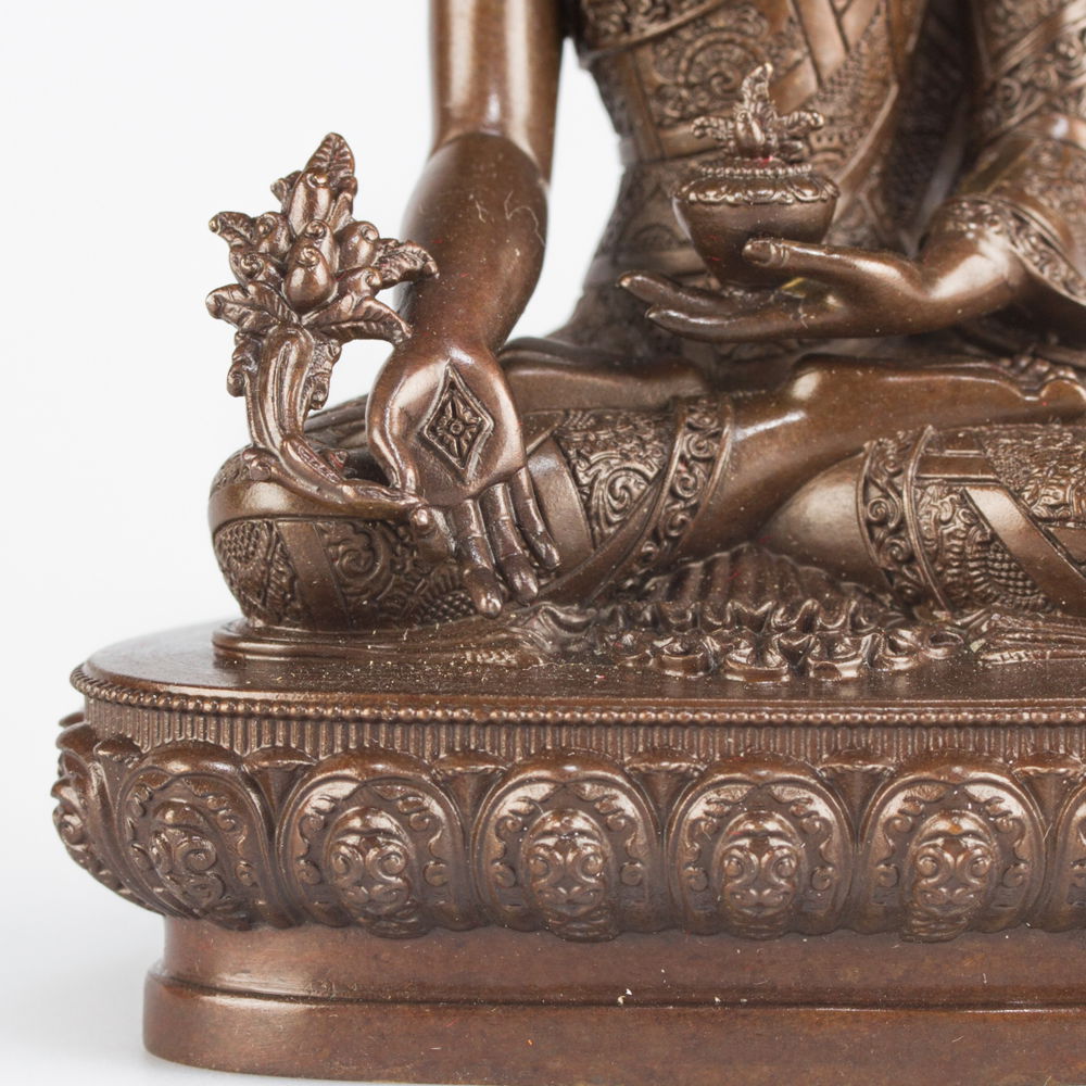 Statue of Medicine Buddha aka Menla ("the Healer God") or Bhaisajyaguru, small size — 10.5 cm, fine carving, Small