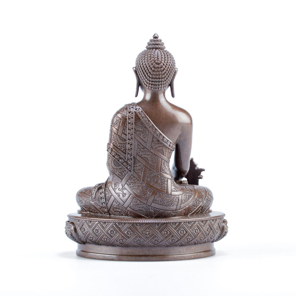 Statue of Medicine Buddha aka Menla ("the Healer God") or Bhaisajyaguru, medium size — 15 cm, fine carving, Medium, 