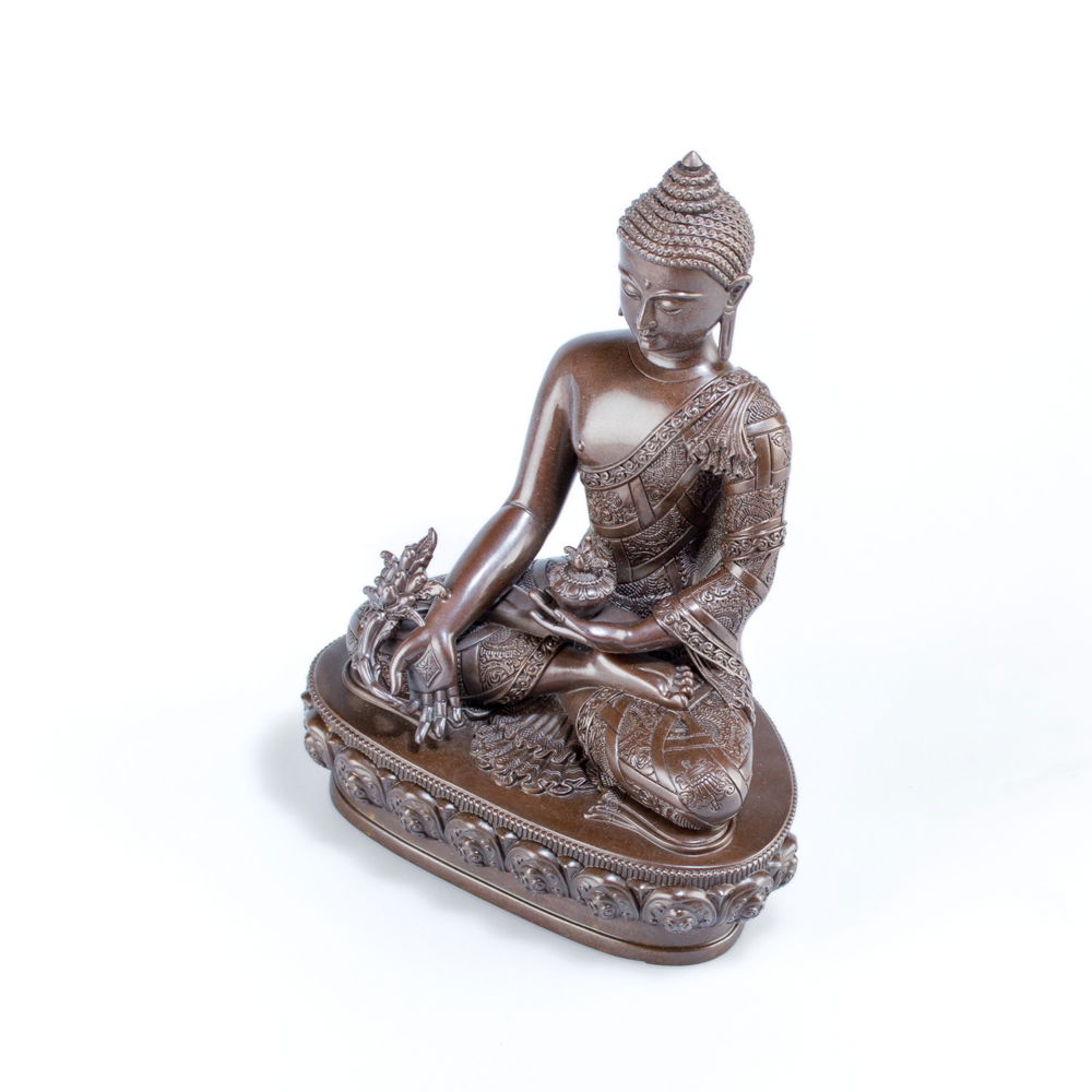Statue of Medicine Buddha aka Menla ("the Healer God") or Bhaisajyaguru, medium size — 15 cm, fine carving, Medium, 