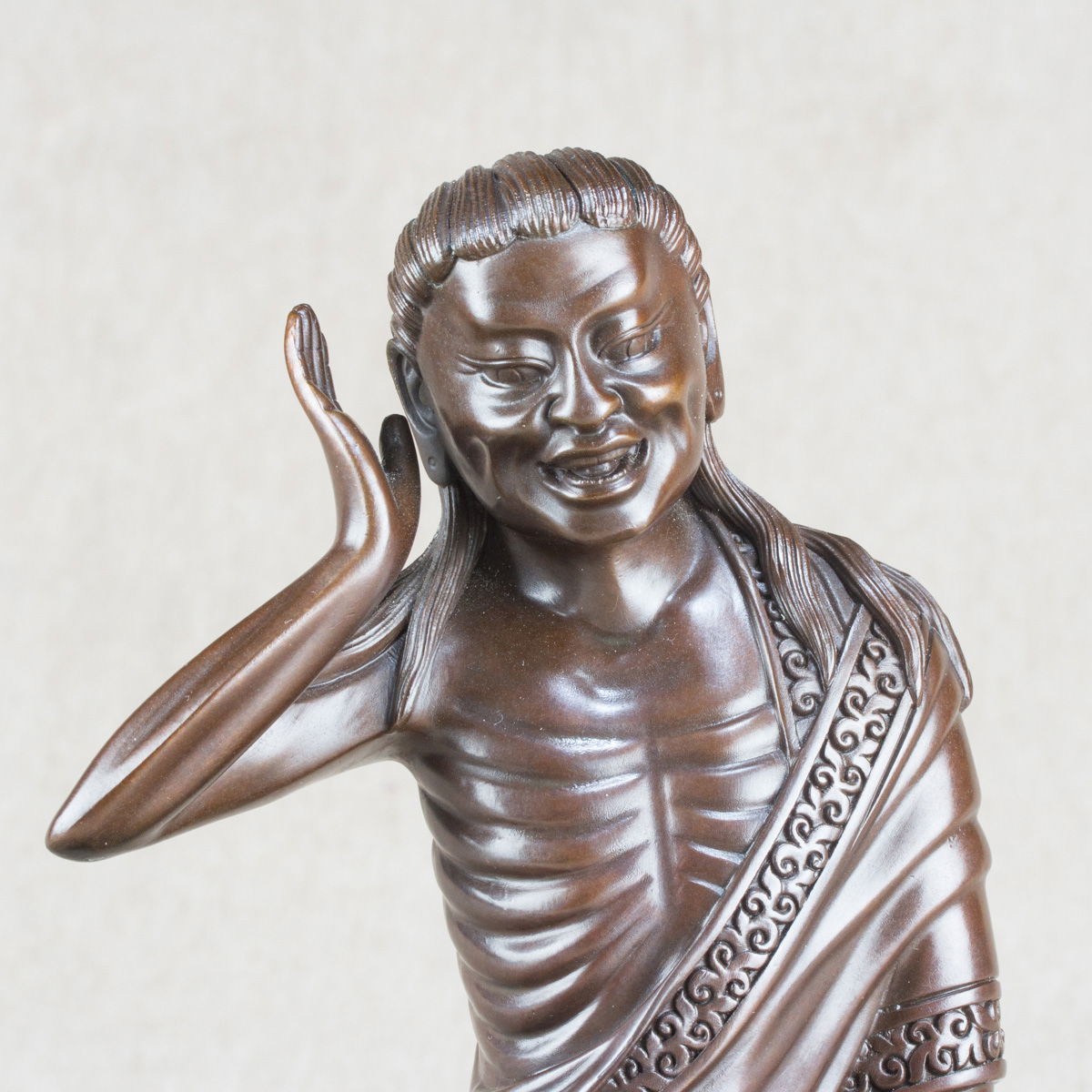 Bronze statue of Jetsun Milarepa, Great Kagyu teacher, Tibetan yogi and poet, height — 21 cm, fine carving