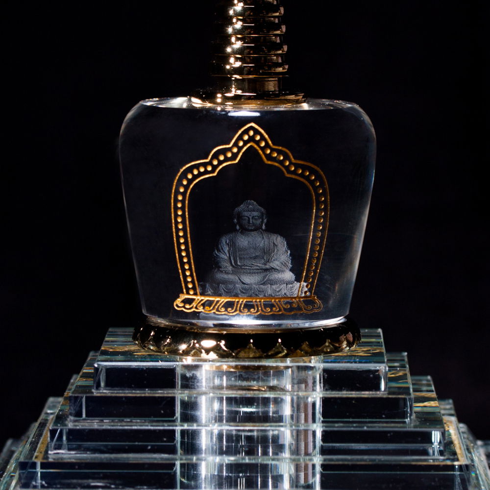 Amazing Buddhist Enlightenment Stupa of Perfect K9 Glass, height — 25 cm