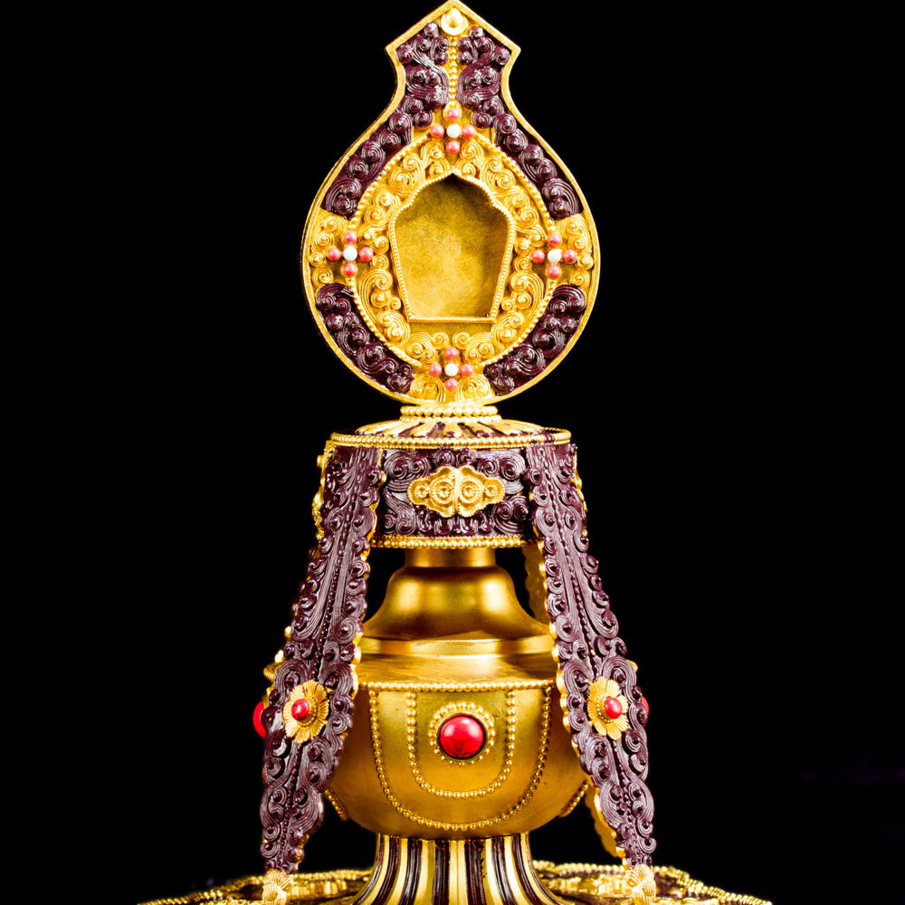 Tsebum, perfect buddhist Long Life Vase, height — 25 cm, Brown