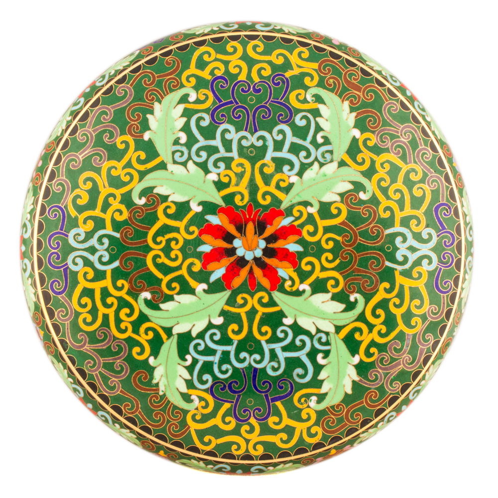 Buddhist Mandala Set decorated with Ashtamangala, big size and amazingly detailed, height — 30 cm, diameter — 21 cm, Green