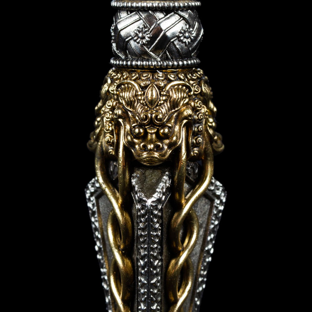 Tibetan Ritual Dagger Phurba aka Phurbu or Kila, made from steel and copper, length — 20.0 cm, Big