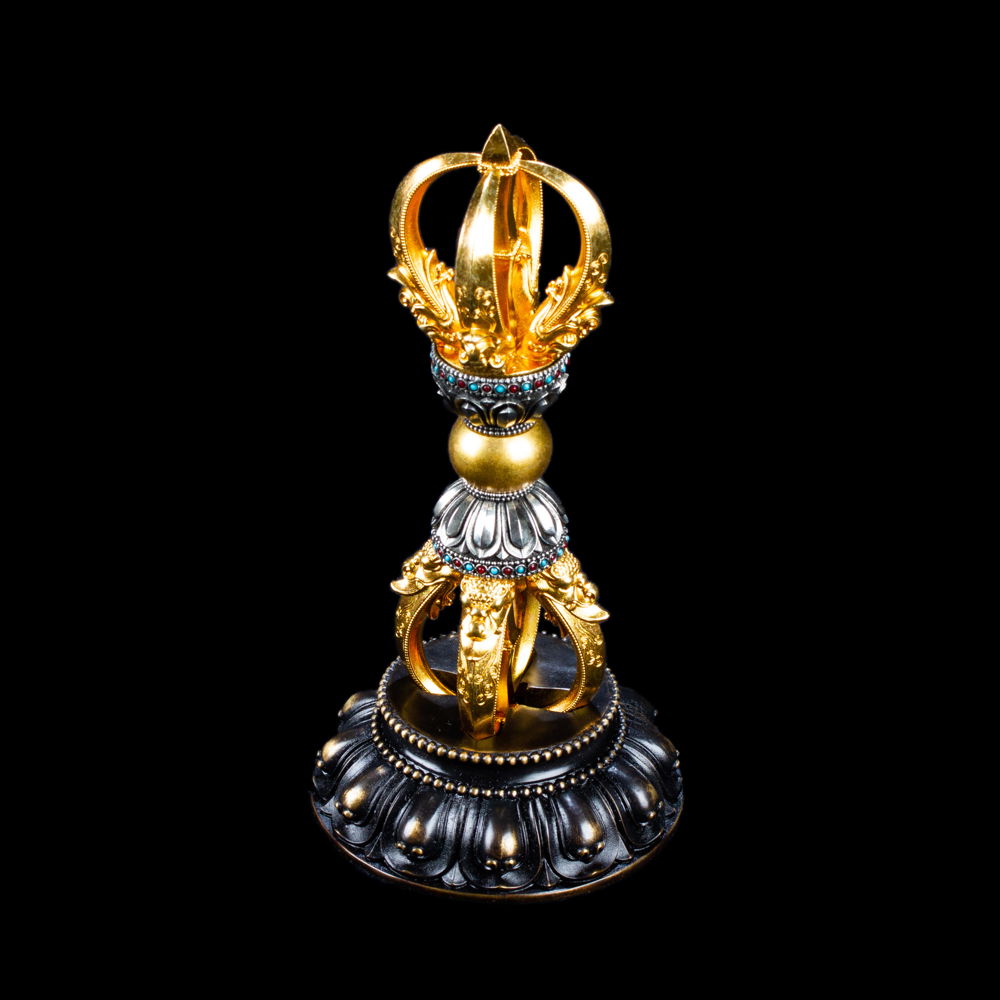 Tibetan Vajra aka Dorje, made from copper and amazingly decorateed, height — 19.5 cm, Big