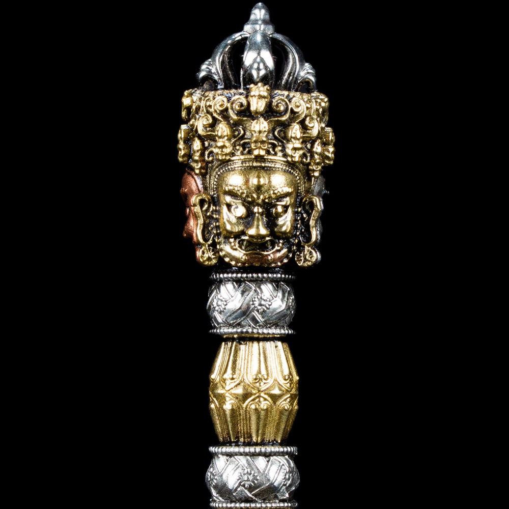 Tibetan Ritual Dagger Phurba aka Phurbu or Kila, made from steel and copper, length — 10.0 cm, Tiny, 