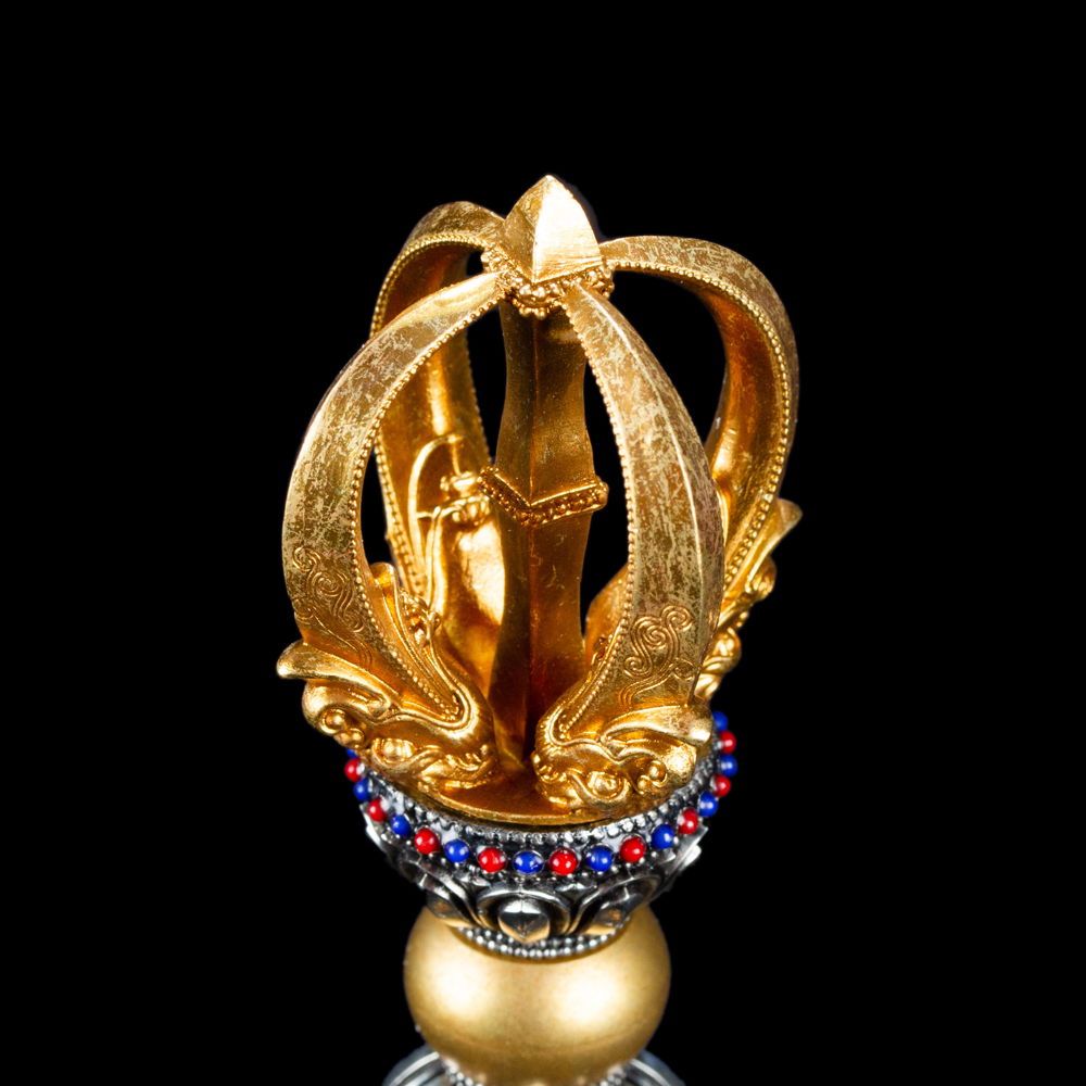 Tibetan Vajra aka Dorje, made from copper and amazingly decorateed, length — 11.5 cm, Medium, 