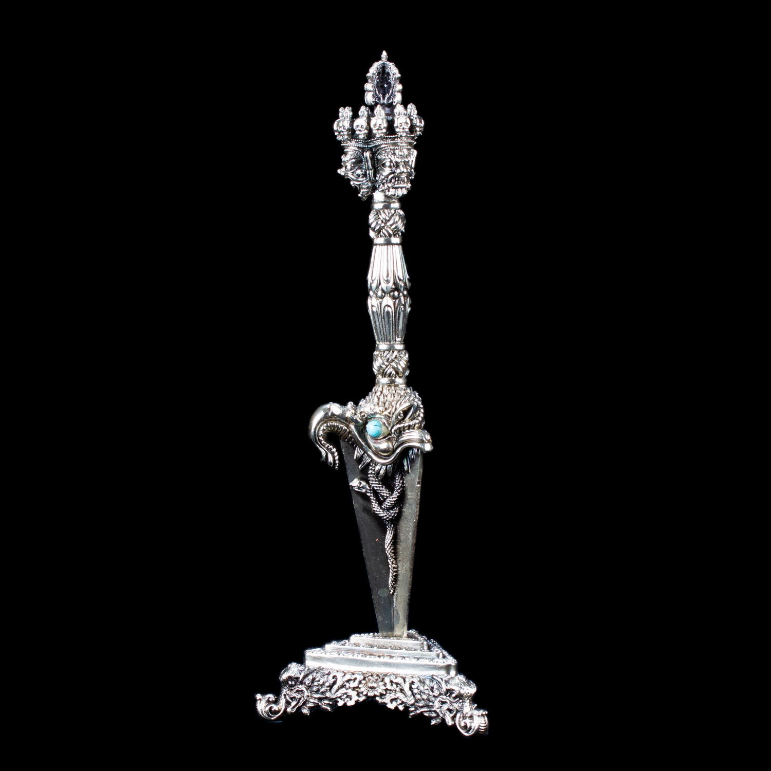 Tibetan Ritual Dagger Phurba aka Phurbu or Kila, made from copper alloy, length — 20.0 cm