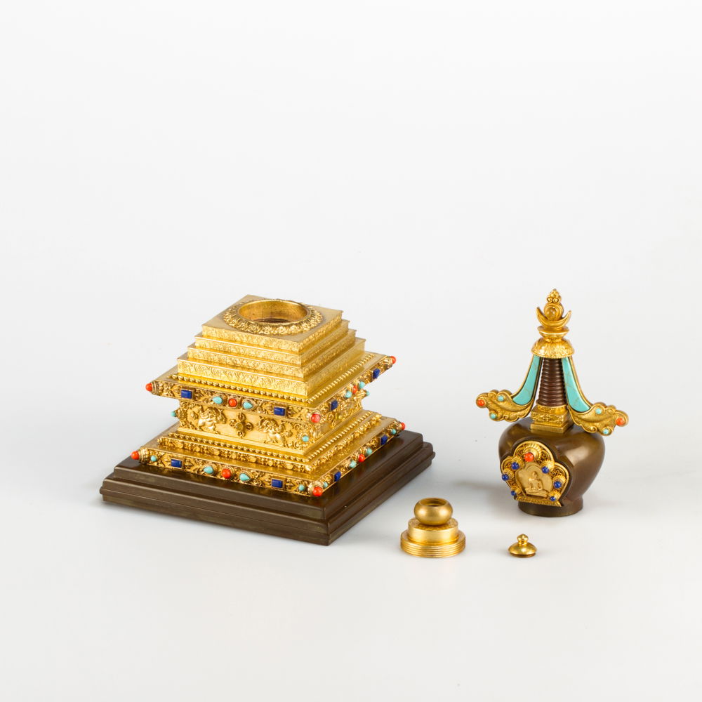 Luxurious Buddhist Enlightenment Stupa. Medium sized perfection, height 19 cm