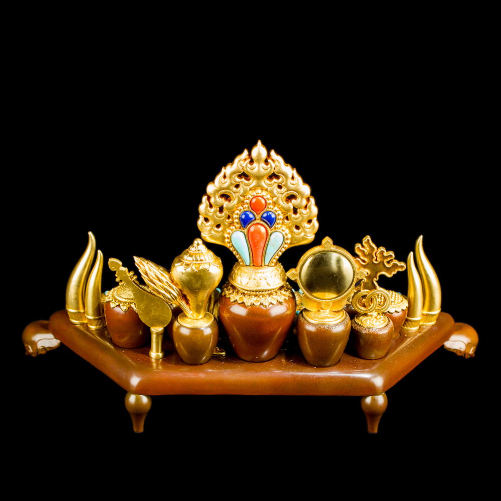 Luxury set of Tibetan Traditional Altar decoration / Traditional Figurines for Buddhist Altar. Height — 16.5 cm