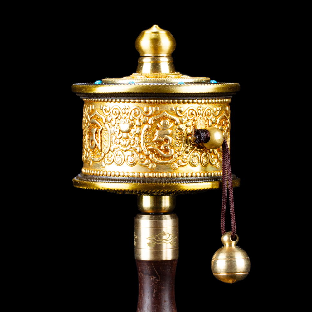Elegant solid Buddhist Prayer Wheel, small size, height — 16.5 cm