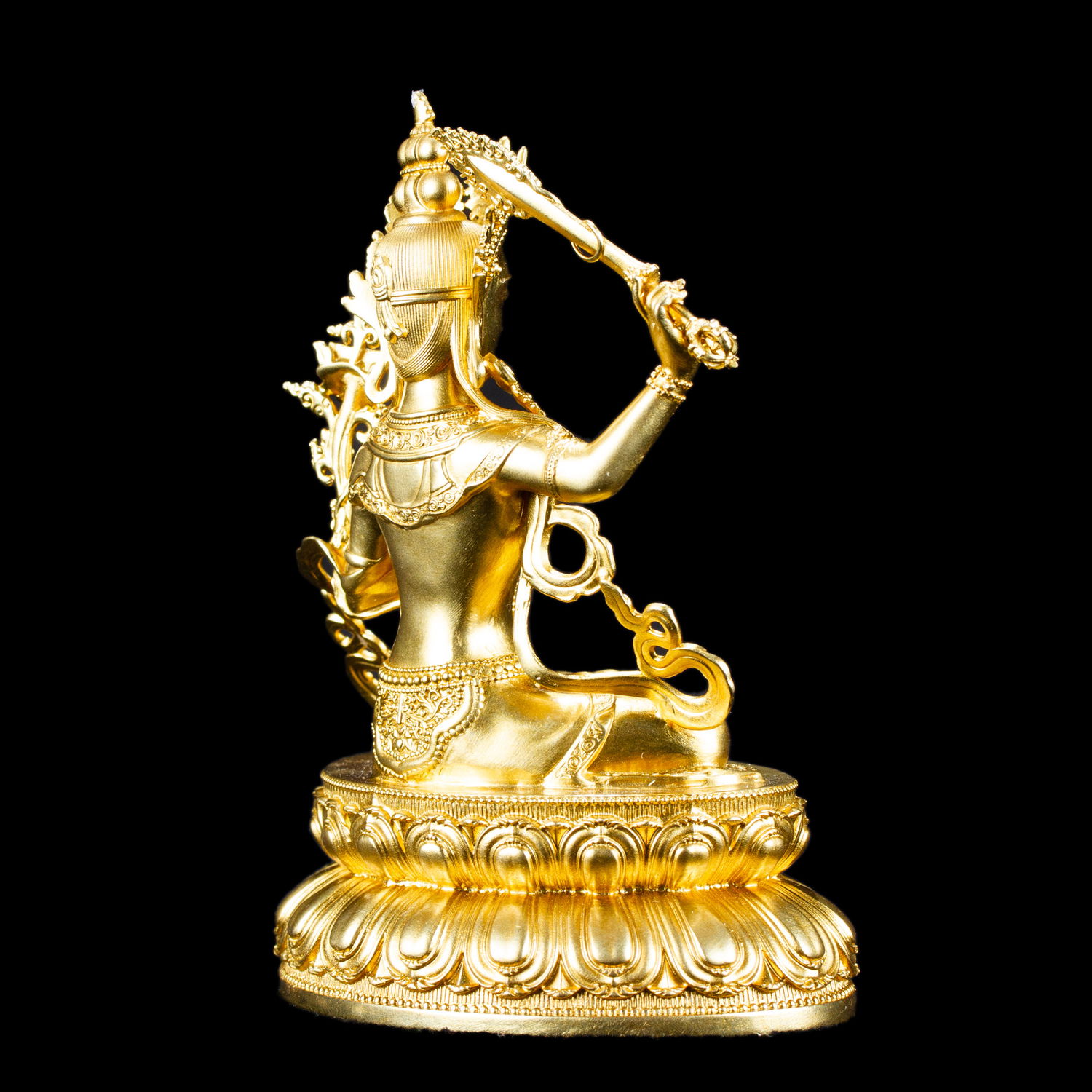 Small statue of Manjushree (aka Jampel), a bodhisattva of wisdom, height — 10.5 cm, perfect carving, Copper