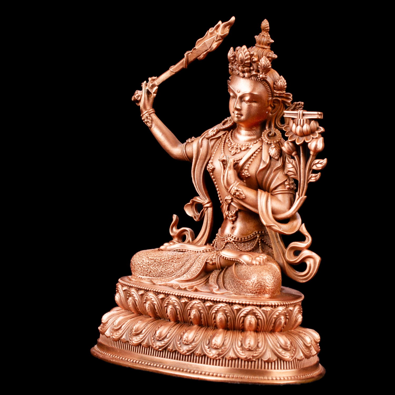 Small statue of Manjushree (aka Jampel), a bodhisattva of wisdom, height — 10.5 cm, perfect carving, Manjushreee