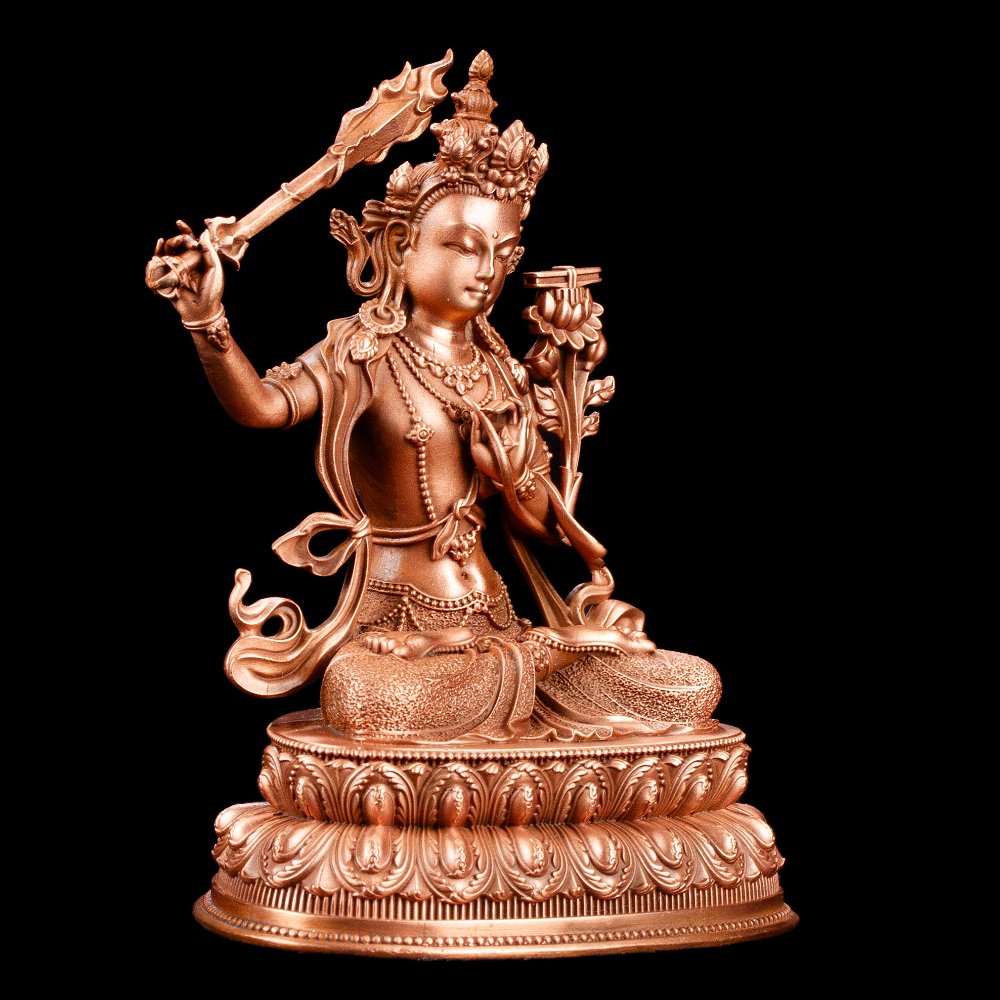 Small statue of Manjushree (aka Jampel), a bodhisattva of wisdom, height — 10.5 cm, perfect carving, Manjushreee