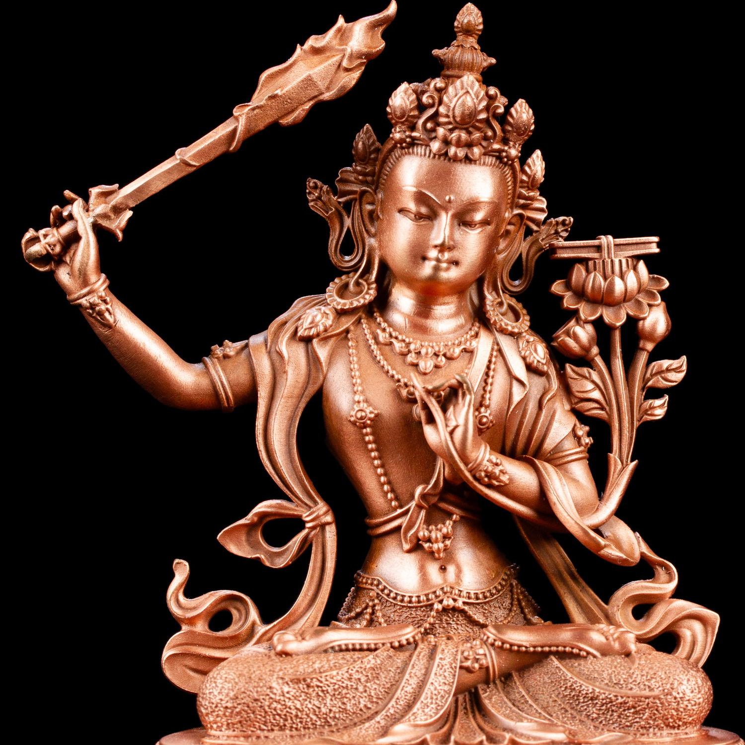 Small statue of Manjushree (aka Jampel), a bodhisattva of wisdom, height — 10.5 cm, perfect carving, Manjushreee