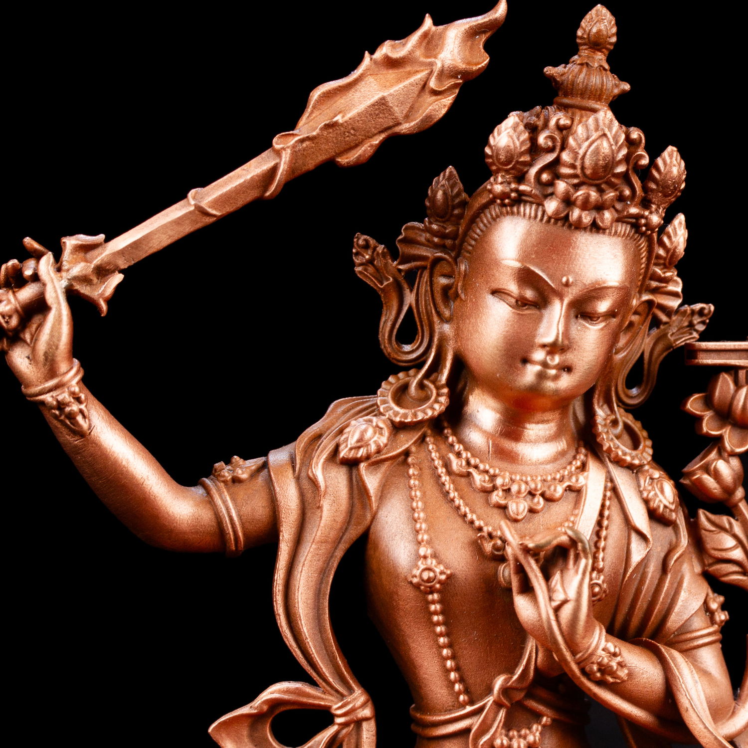 Small statue of Manjushree (aka Jampel), a bodhisattva of wisdom, height — 10.5 cm, perfect carving, Manjushreee