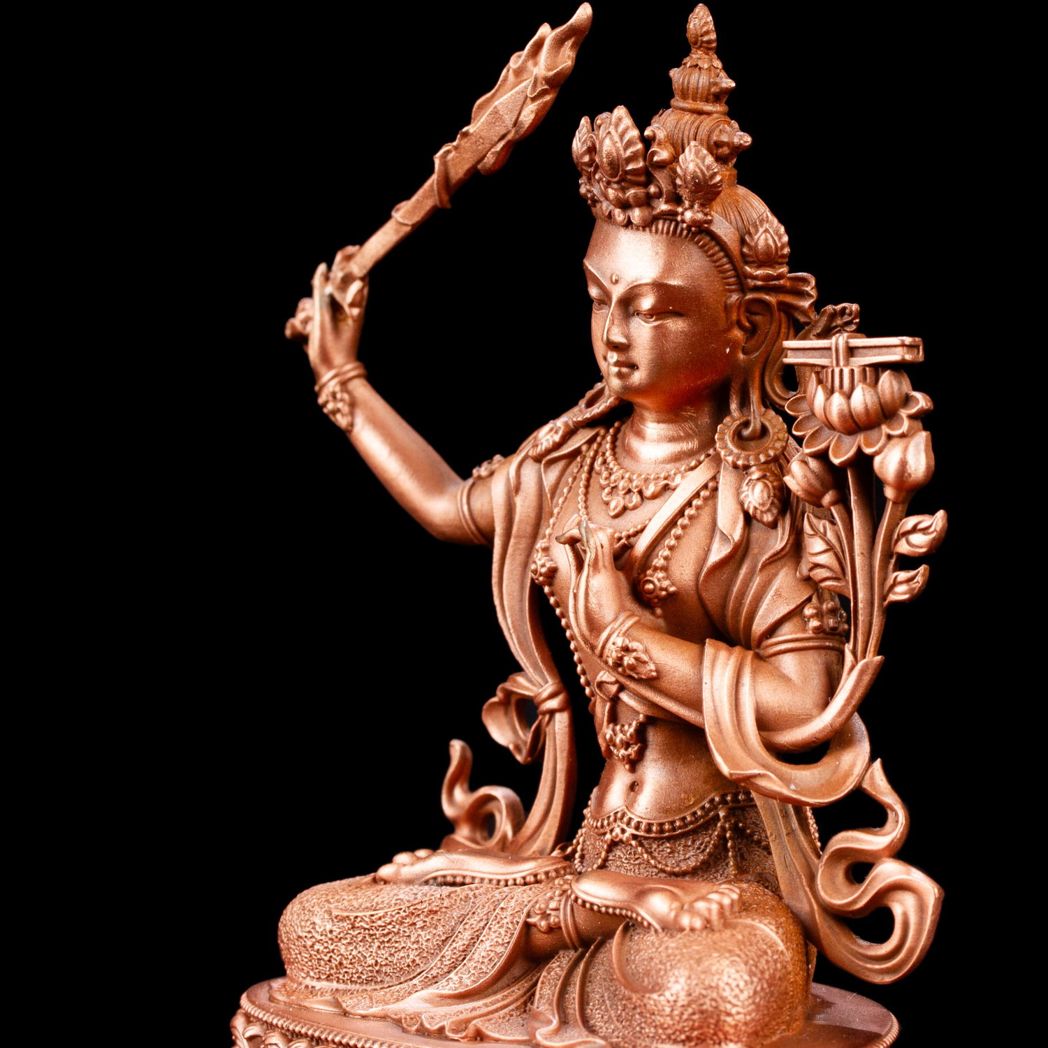 Small statue of Manjushree (aka Jampel), a bodhisattva of wisdom, height — 10.5 cm, perfect carving, Manjushreee