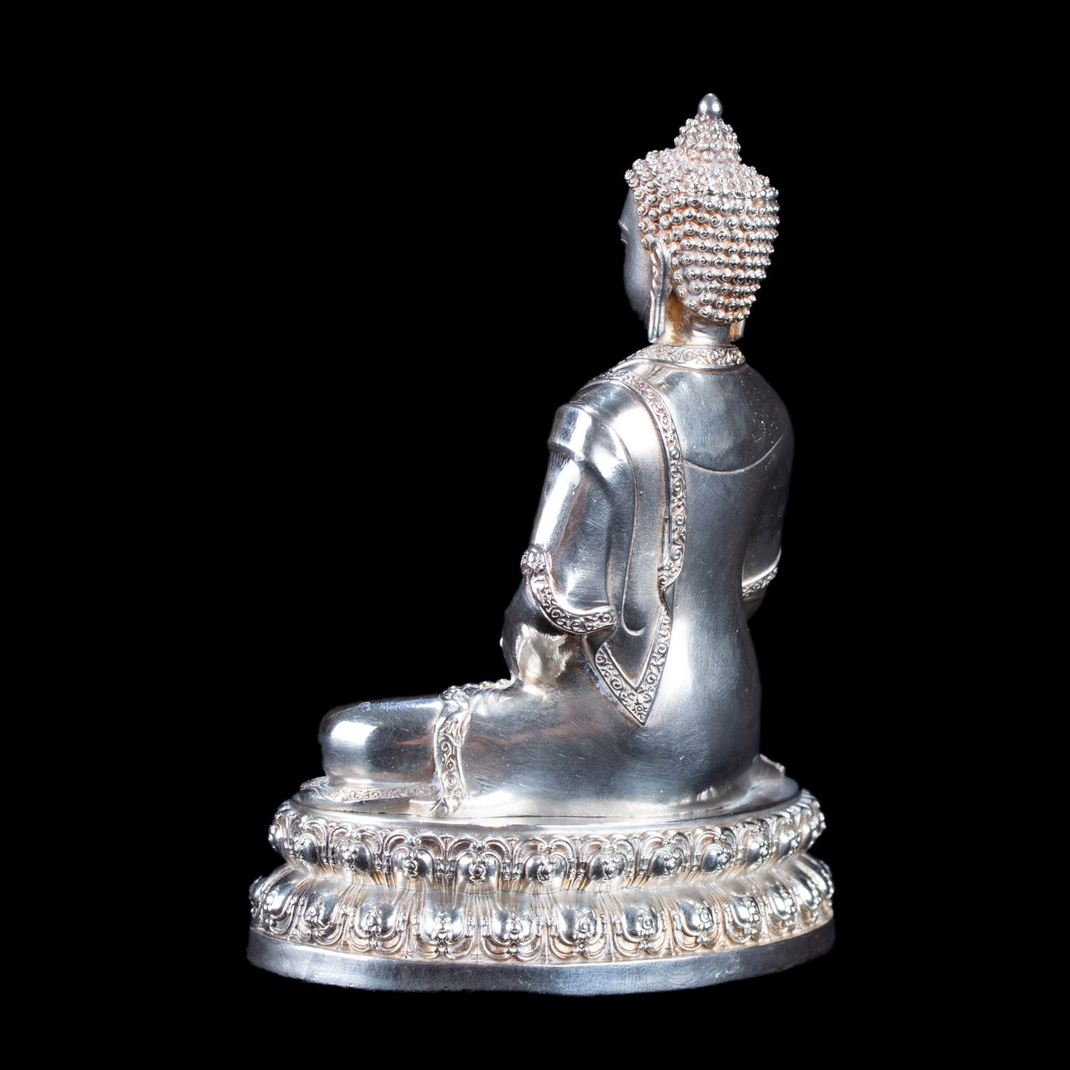 Statue of Buddha Shakyamuni made from Sterling Silver : small perfection, height — 10.0 cm, Silver
