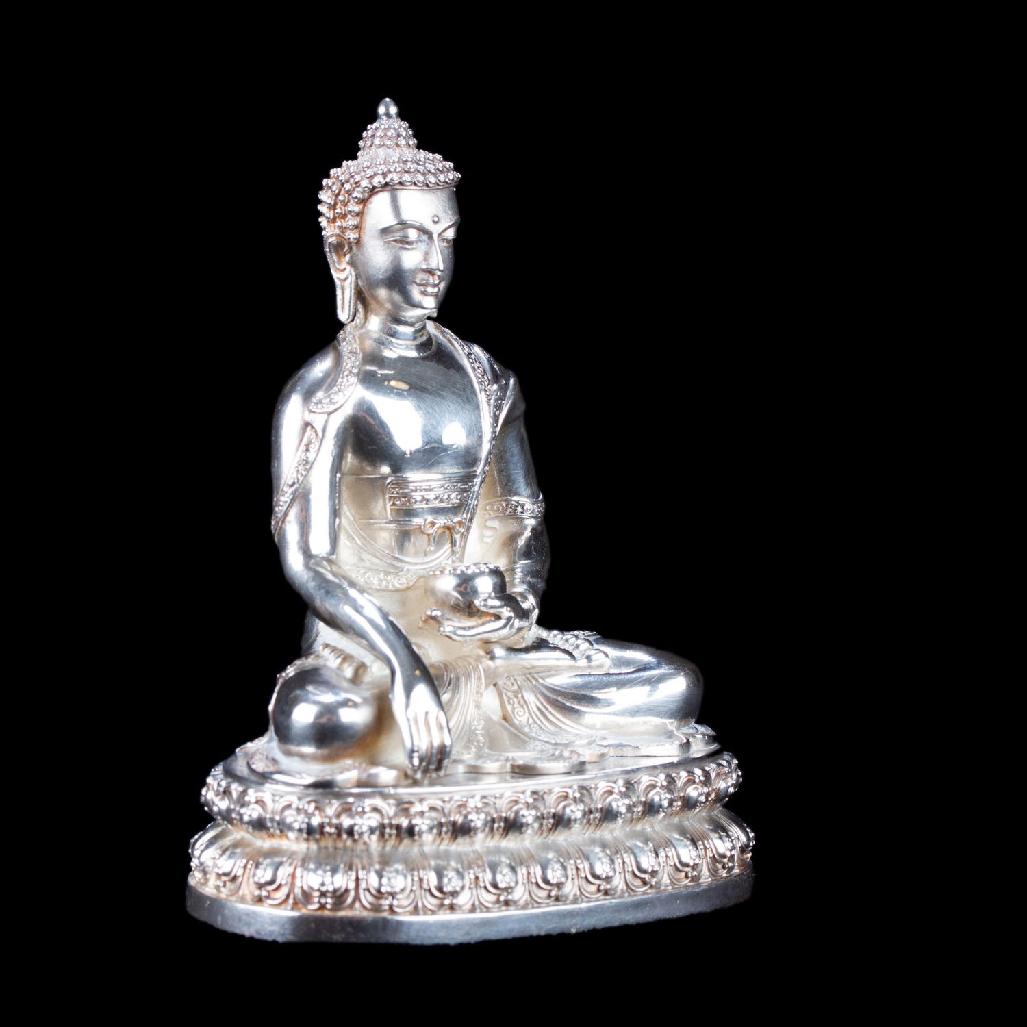 Statue of Buddha Shakyamuni made from Sterling Silver : small perfection, height — 10.0 cm, Silver