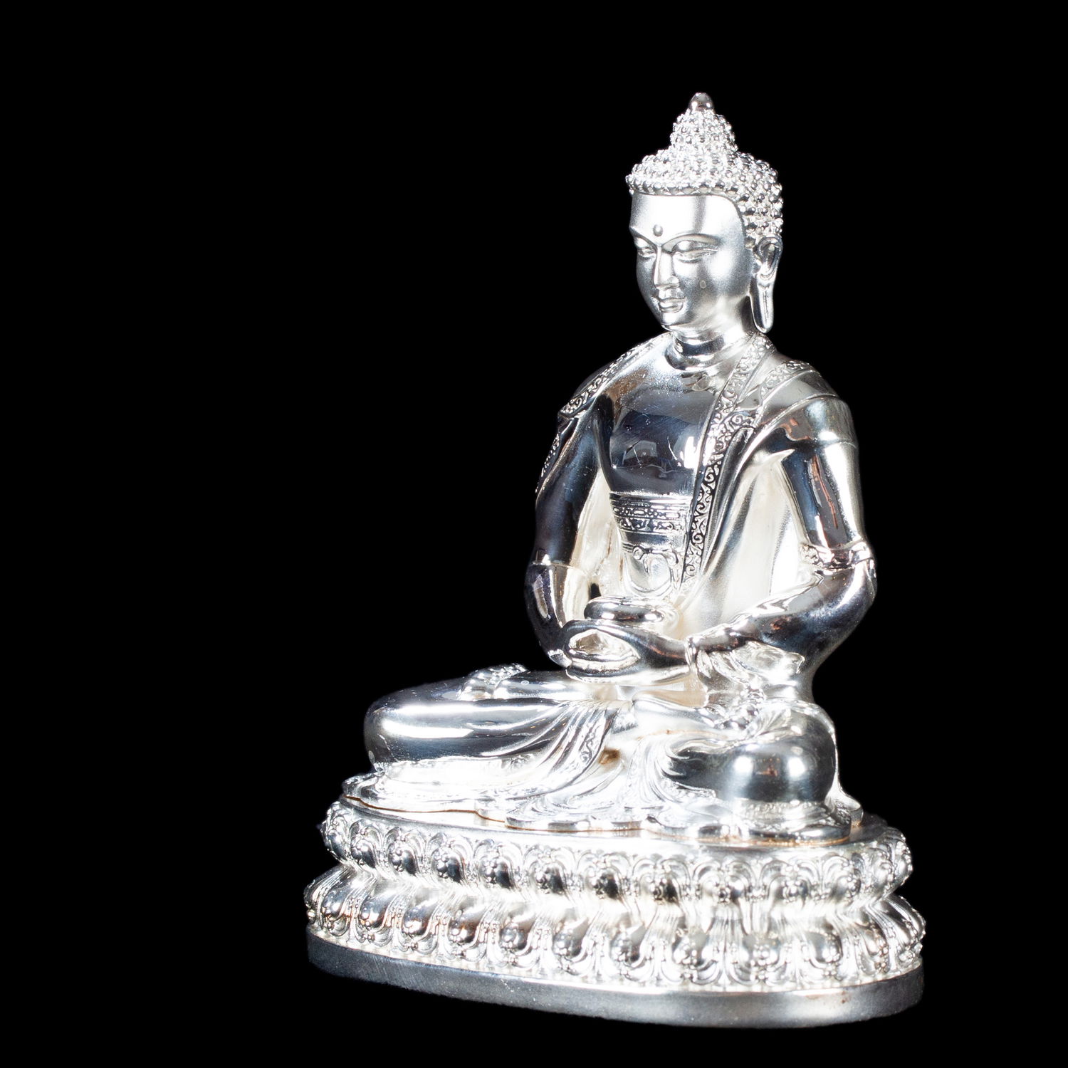 Statue of Buddha Amitabha (aka Opame) made from Sterling Silver : small perfection, height — 10.5 cm, Silver