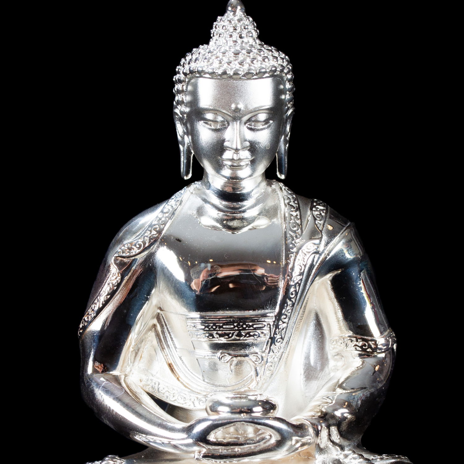 Statue of Buddha Amitabha (aka Opame) made from Sterling Silver : small perfection, height — 10.5 cm, Silver