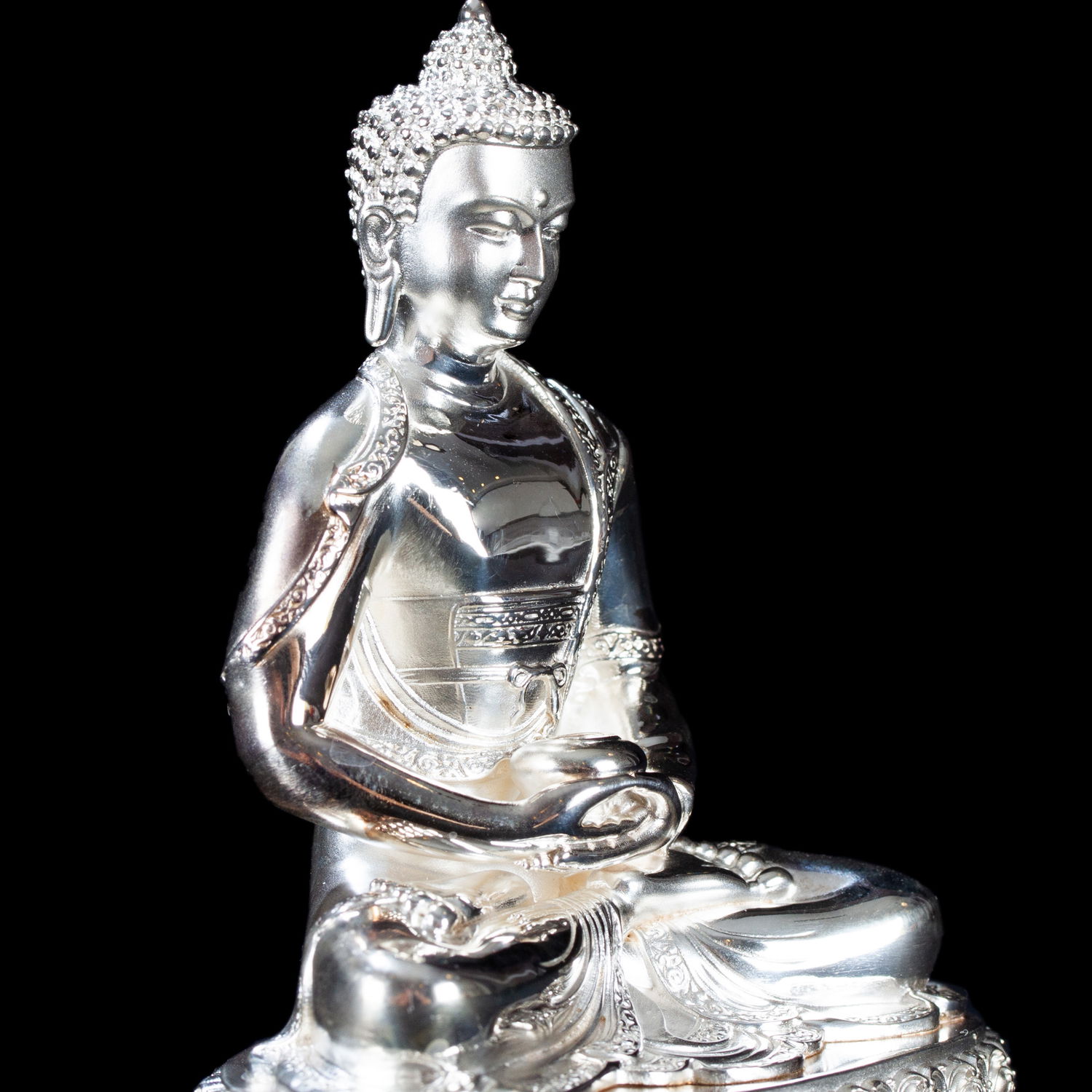 Statue of Buddha Amitabha (aka Opame) made from Sterling Silver : small perfection, height — 10.5 cm, Silver