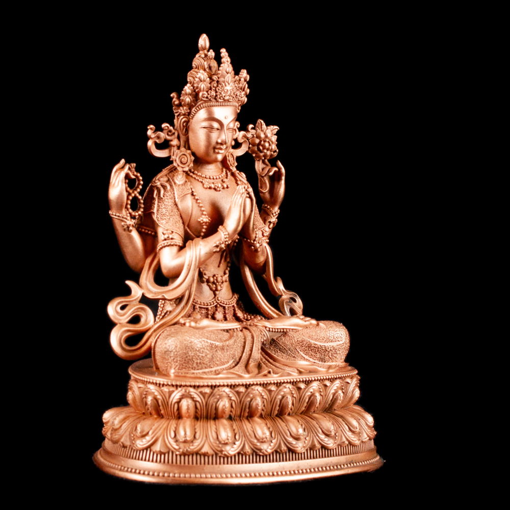 Statue of Avalokitesvara or Chenrezik, a bodhisattva of compassion, small size 10.5 cm, fine carving, Avalokitesvara