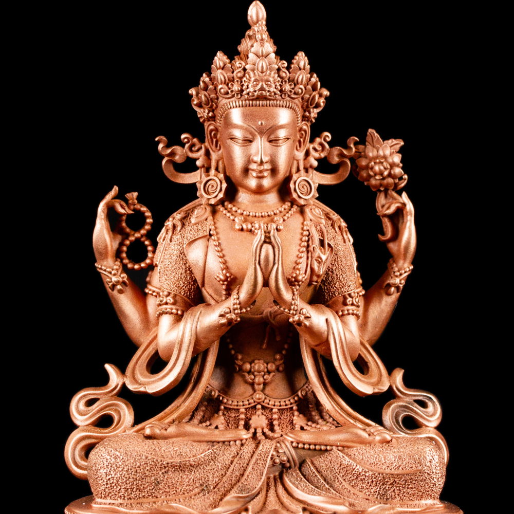 Statue of Avalokitesvara or Chenrezik, a bodhisattva of compassion, small size 10.5 cm, fine carving, Avalokitesvara