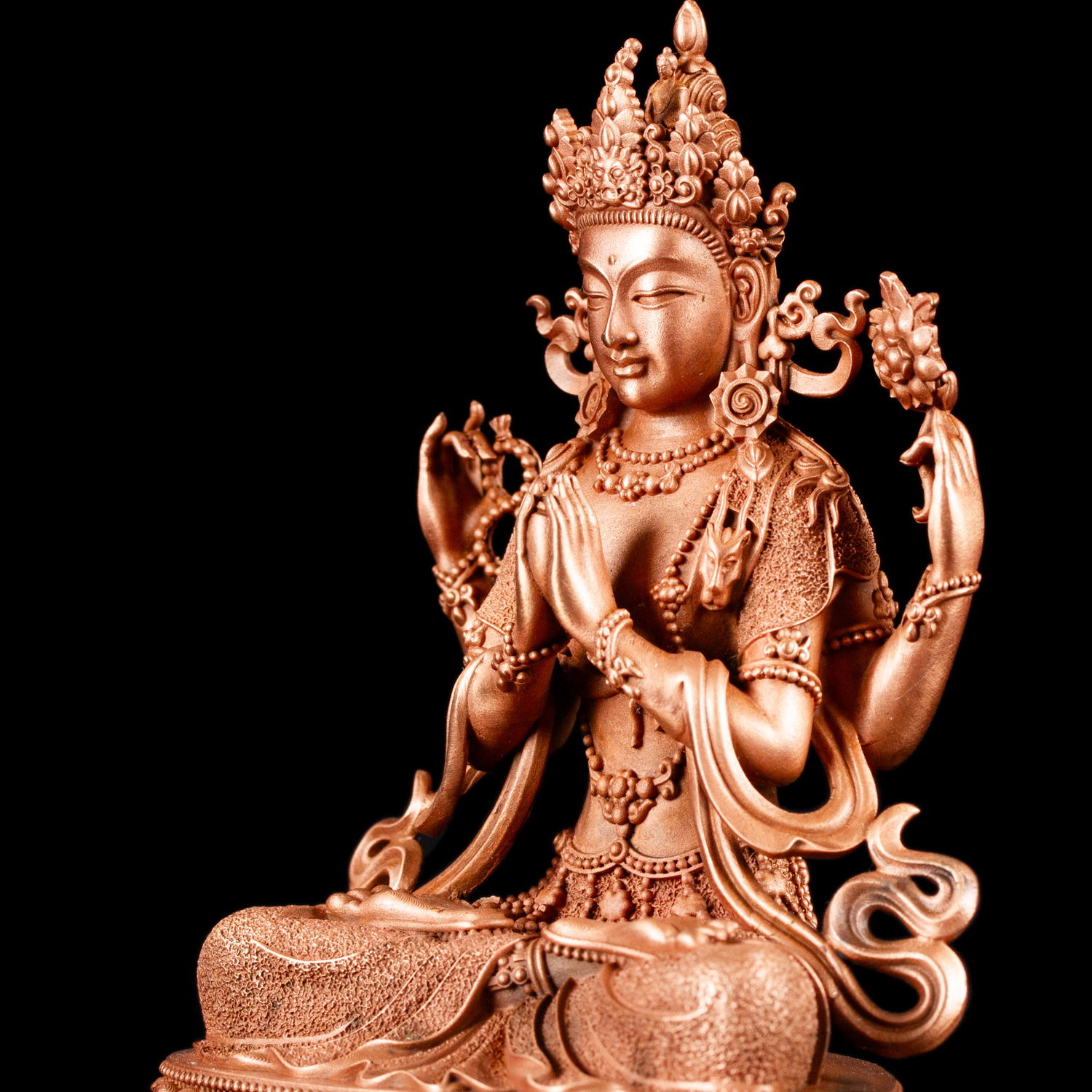 Statue of Avalokitesvara or Chenrezik, a bodhisattva of compassion, small size 10.5 cm, fine carving, Avalokitesvara