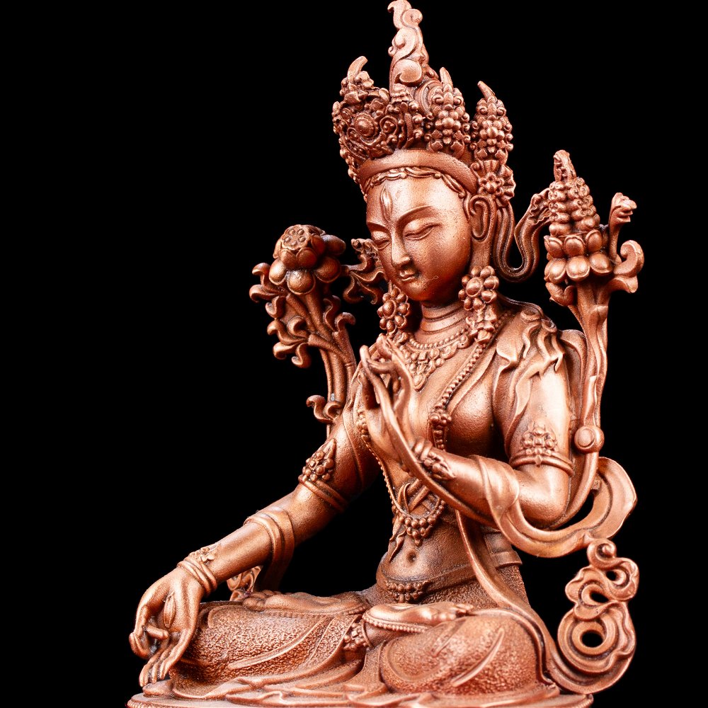 Statue of White Tara aka Drolkar made from copper : small perfection, height — 10.2 cm, White Tara