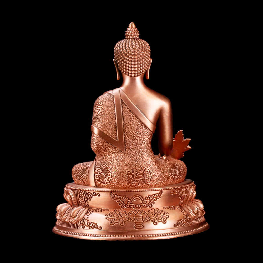 Statue of Medicine Buddha aka Menla or Bhaisajyaguru made from copper : small perfection, height — 10 cm, Menla