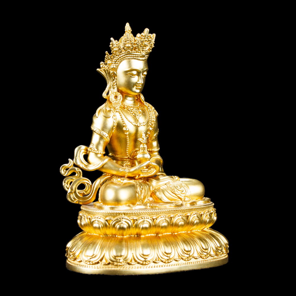 Statue of Buddha Amitays "Tsepame" Buddha of Longevity made from copper : small perfection, height — 11.0 cm