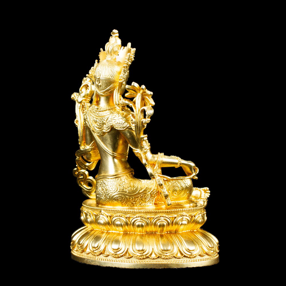 Statue of Green Tara aka Drolma made from copper : small perfection, height — 10.5 cm, Copper