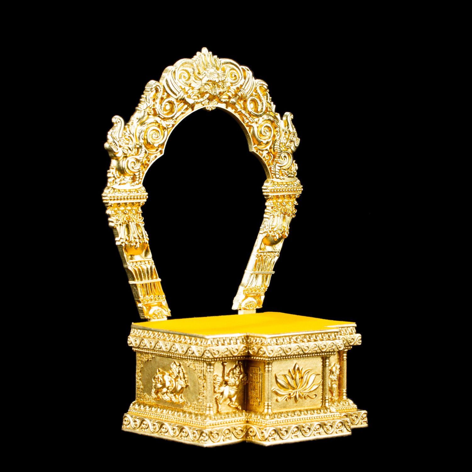 Elegant Pedestal for your Buddha statue, made of copper, height — 18 cm, perfect carving, Copper
