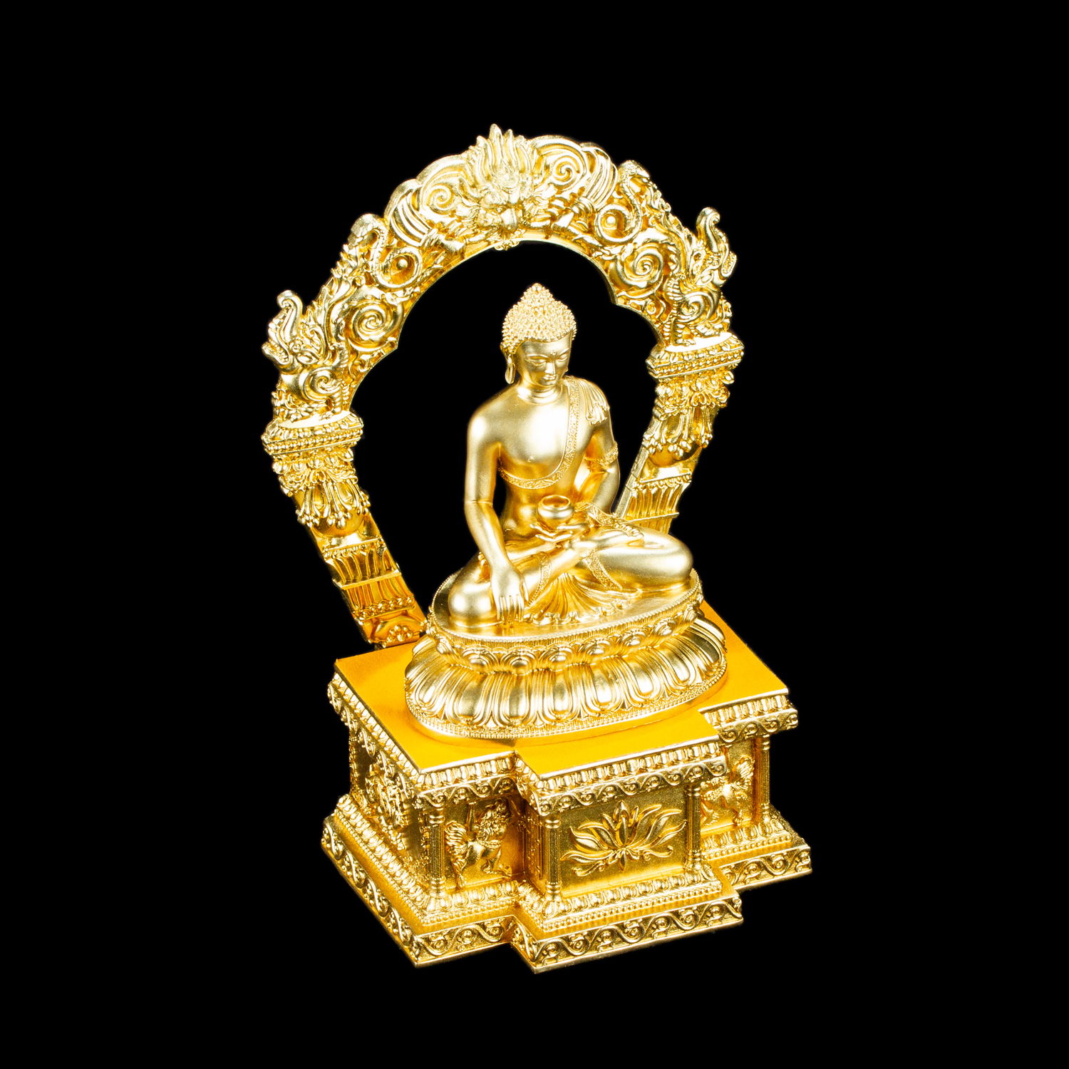 Elegant Pedestal for your Buddha statue, made of copper, height — 18 cm, perfect carving, Copper