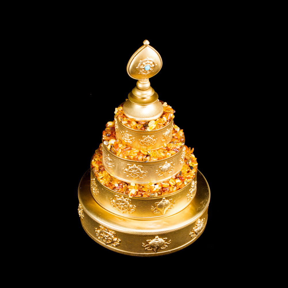 Buddhist Mandala Set carved with Ashtamangala | height — 15.0 cm, diameter — 10.0 cm, Mandala