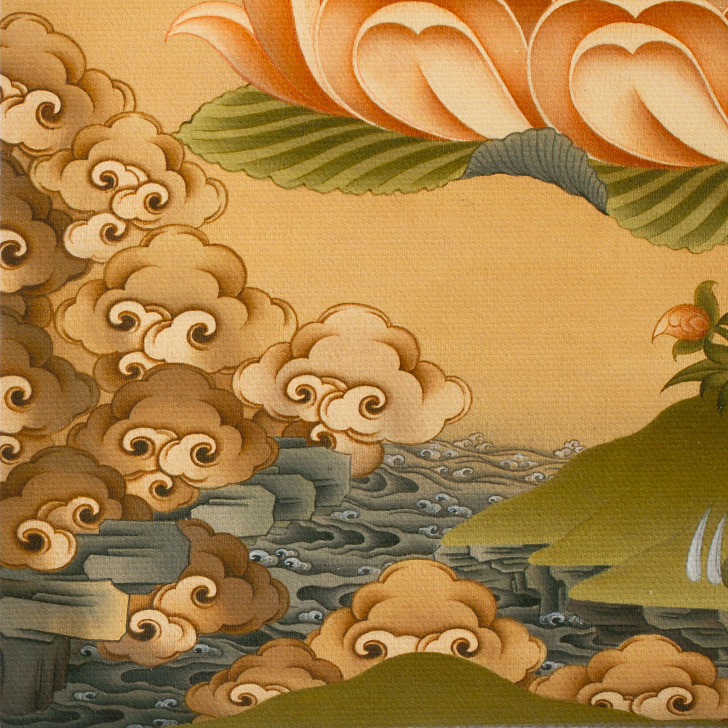 Thangka "White Tara" — high quality print on Natural Canvas — image size 29,8 x 42 cm / 11,7 x 16,5 inches