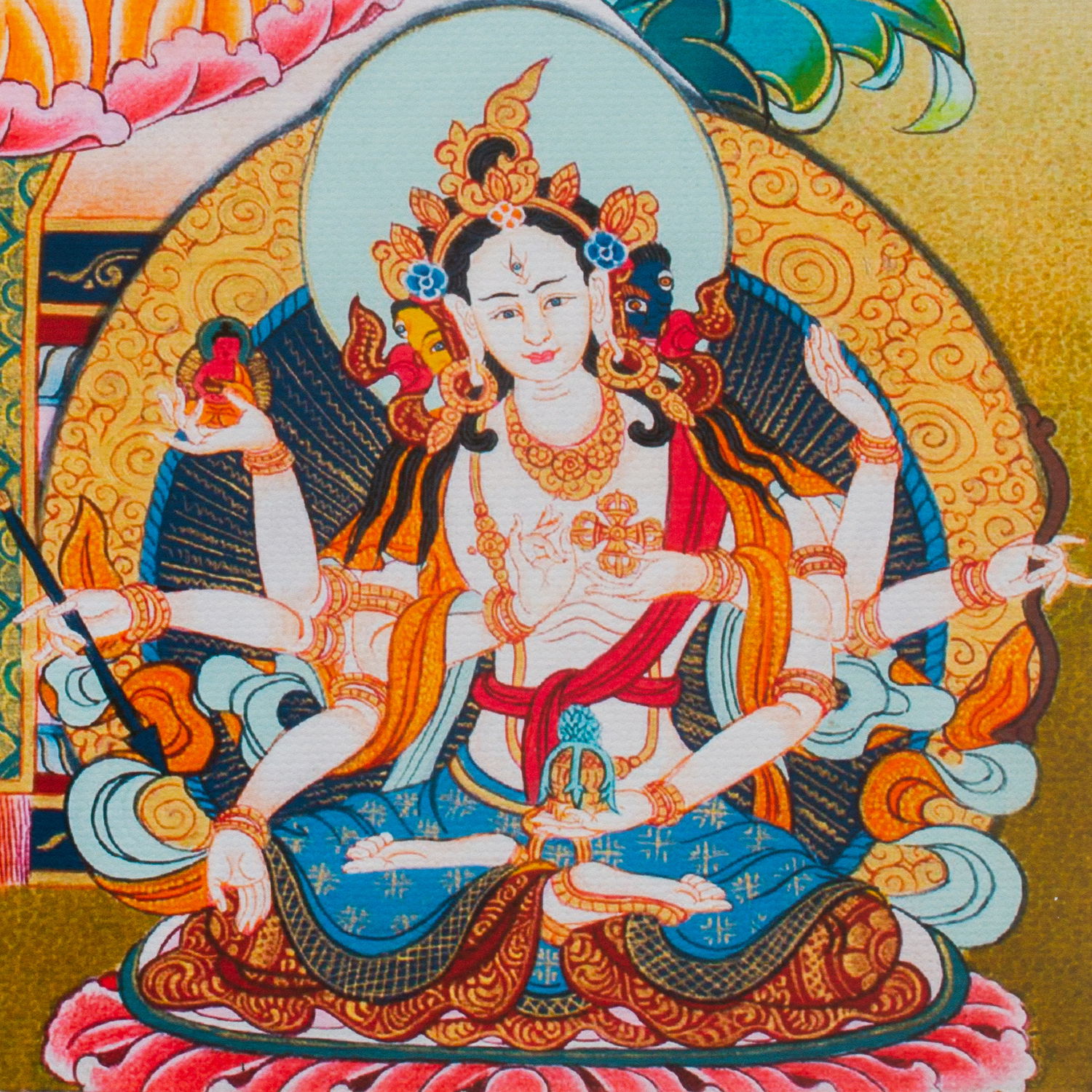 Thangka "White Tara" — high quality print on Natural Canvas — image size 31,7 x 42 cm / 12,5 x 16,5 inches