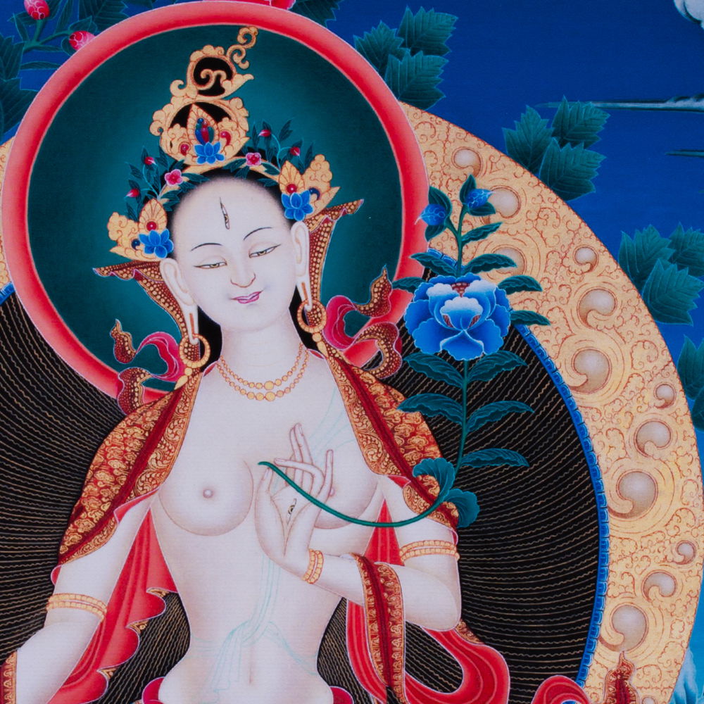 Thangka "White Tara" — high quality print on Natural Canvas — image size 30,5 x 42 cm / 12,0 x 16,5 inches