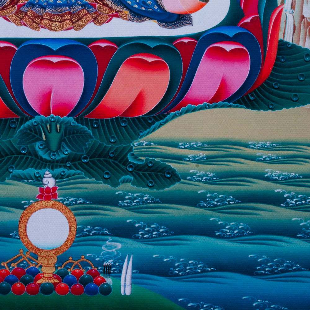 Thangka "White Tara" — high quality print on Natural Canvas — image size 30,5 x 42 cm / 12,0 x 16,5 inches