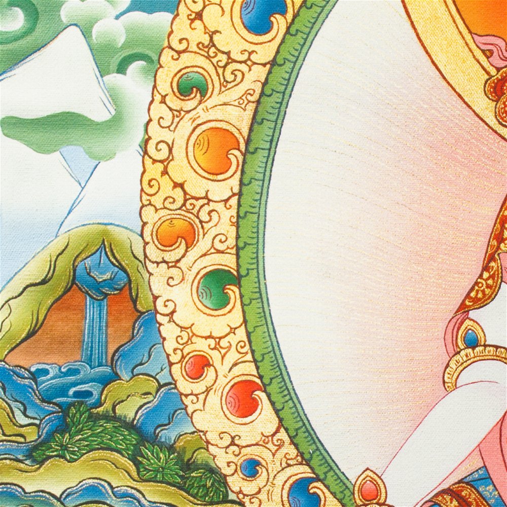 Thangka "White Tara" — high quality print on Natural Canvas — image size 32,4 x 42 cm / 12,8 x 16,5 inches