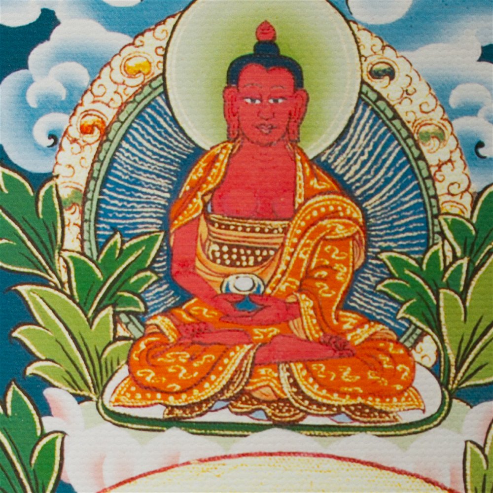 Thangka Green Tara aka Drolma — high quality print on Natural Canvas — image size 32,4 x 42 cm / 12,8 x 16,5 inches