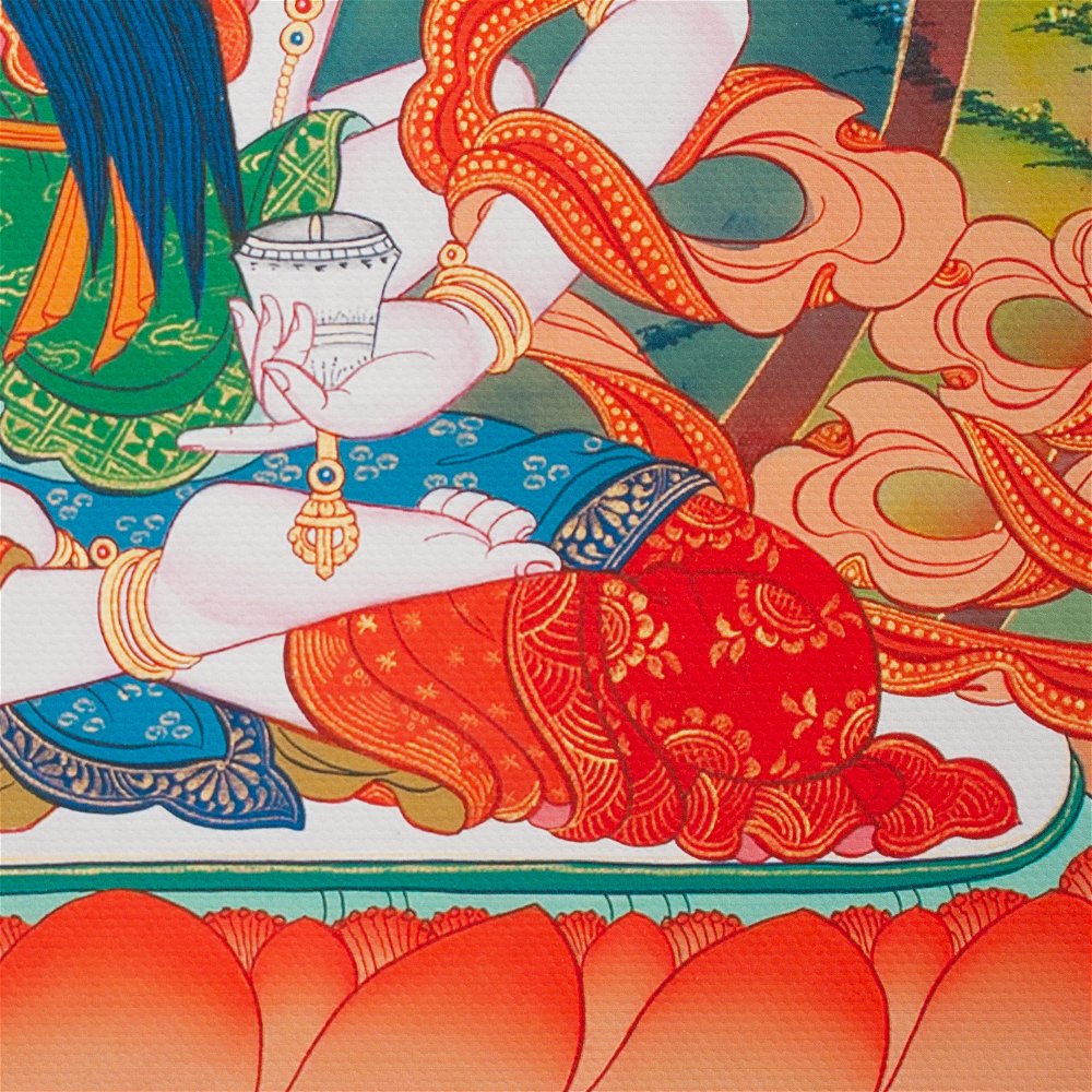 Thangka Vajrasattva aka Dorje Sempa (in brief: Dorsem) — high quality print on Natural Canvas