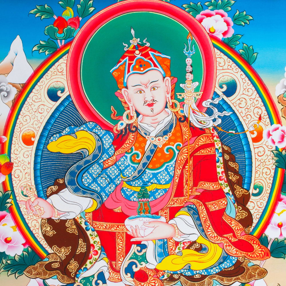 Thangka Padmasambhava aka Guru Rinpoche, high quality print on Natural Canvas, image size — 32,6 x 42,0 cm / 12,8 x 16,5 inches