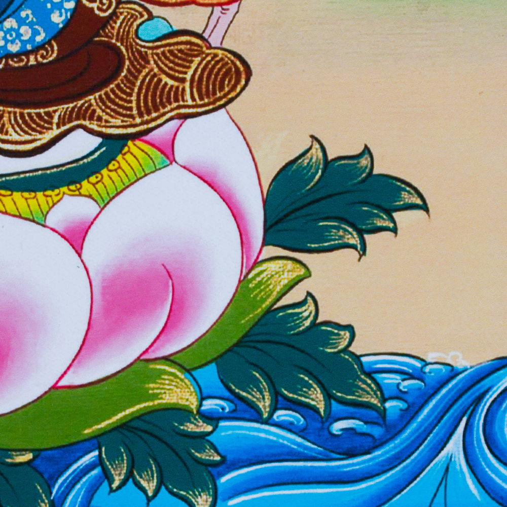Thangka Padmasambhava aka Guru Rinpoche, high quality print on Natural Canvas, image size — 32,6 x 42,0 cm / 12,8 x 16,5 inches