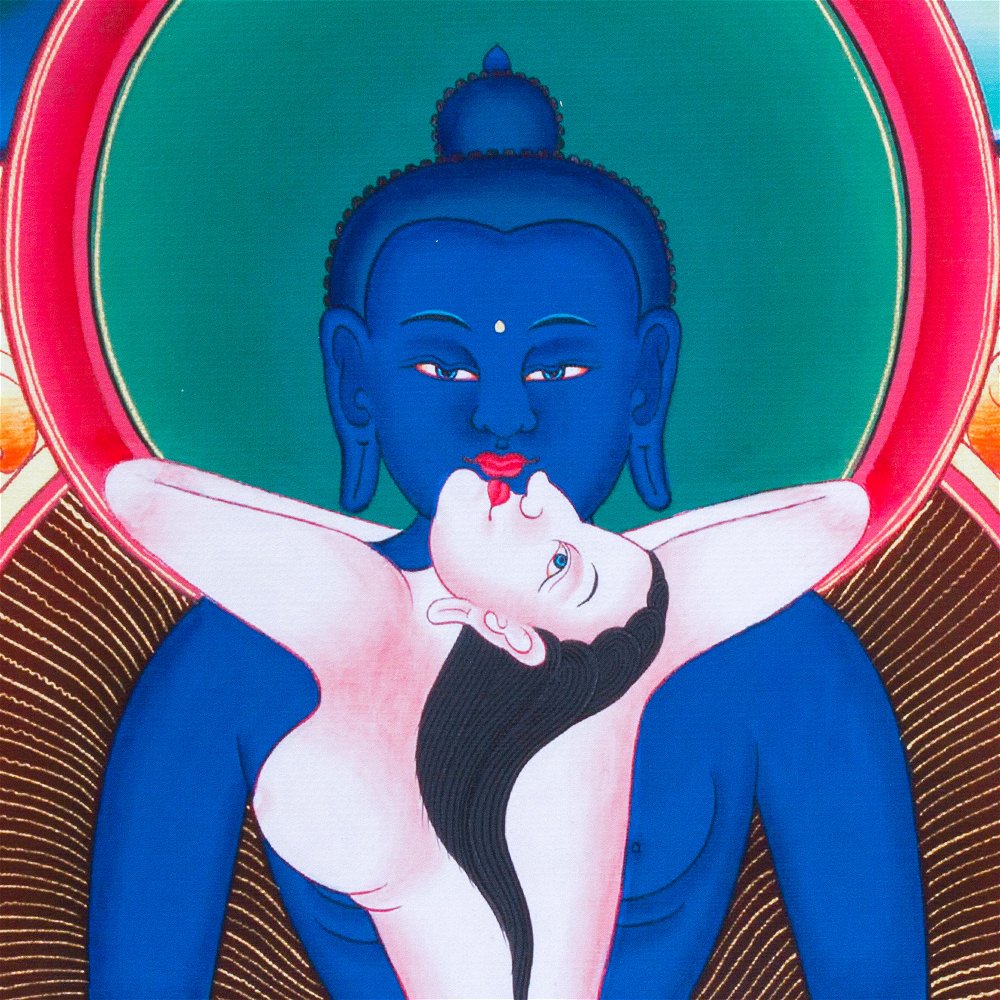 Thangka Buddha Samantabhadra "Kuntu Zangpo", high quality print on Natural Canvas, image size — 32,6 x 42,0 cm / 12,8 x 16,5 inches