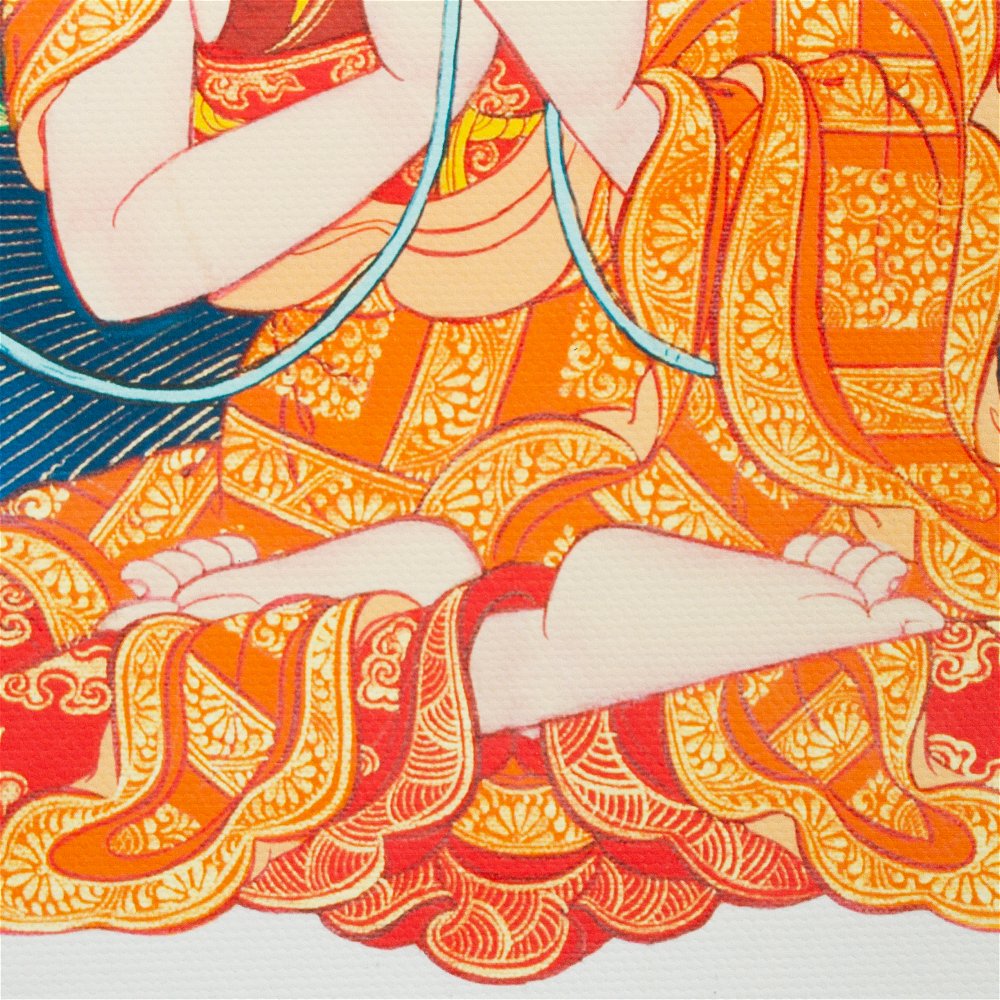 Thangka Lama Tsongkhapa aka Je Tsongkhapa, high quality print on Natural Canvas, image size — 32,1 x 42 cm / 12,6 x 16,5 inches