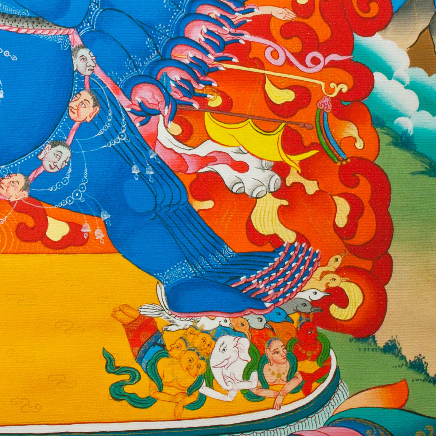 Thangka Yamantaka aka Vajrabhairava or Shinje, high quality print on Natural Canvas, image size — 32,0 x 42,0 cm / 12,6 x 16,5 inches, Single